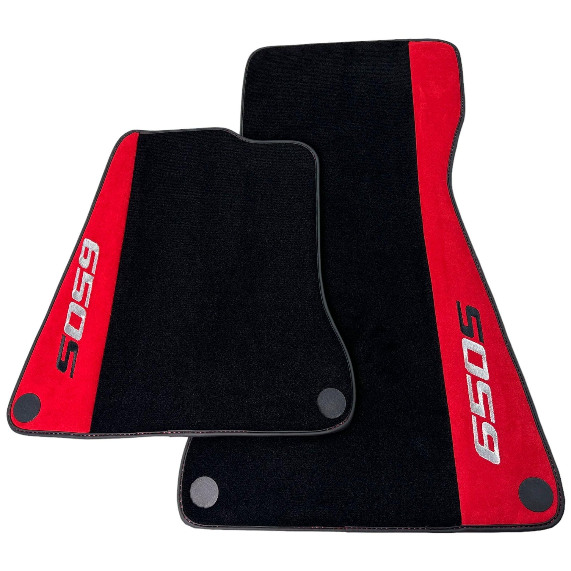 Black Floor Mats For McLaren 650S Black Tailored With Red Alcantara Leather - AutoWin
