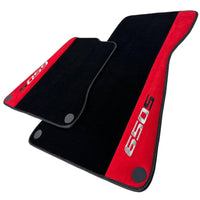 Black Floor Mats For McLaren 650S Black Tailored With Red Alcantara Leather - AutoWin