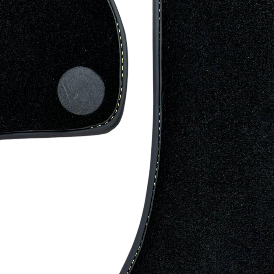 Black Floor Mats For McLaren 650S Black Tailored With Yellow Leather - AutoWin