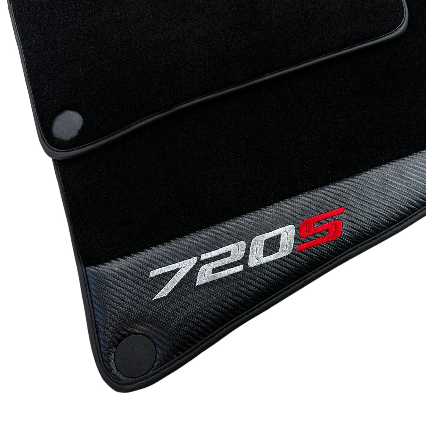 Black Floor Mats For McLaren 720S (2017-2021) with Carbon Leather - AutoWin