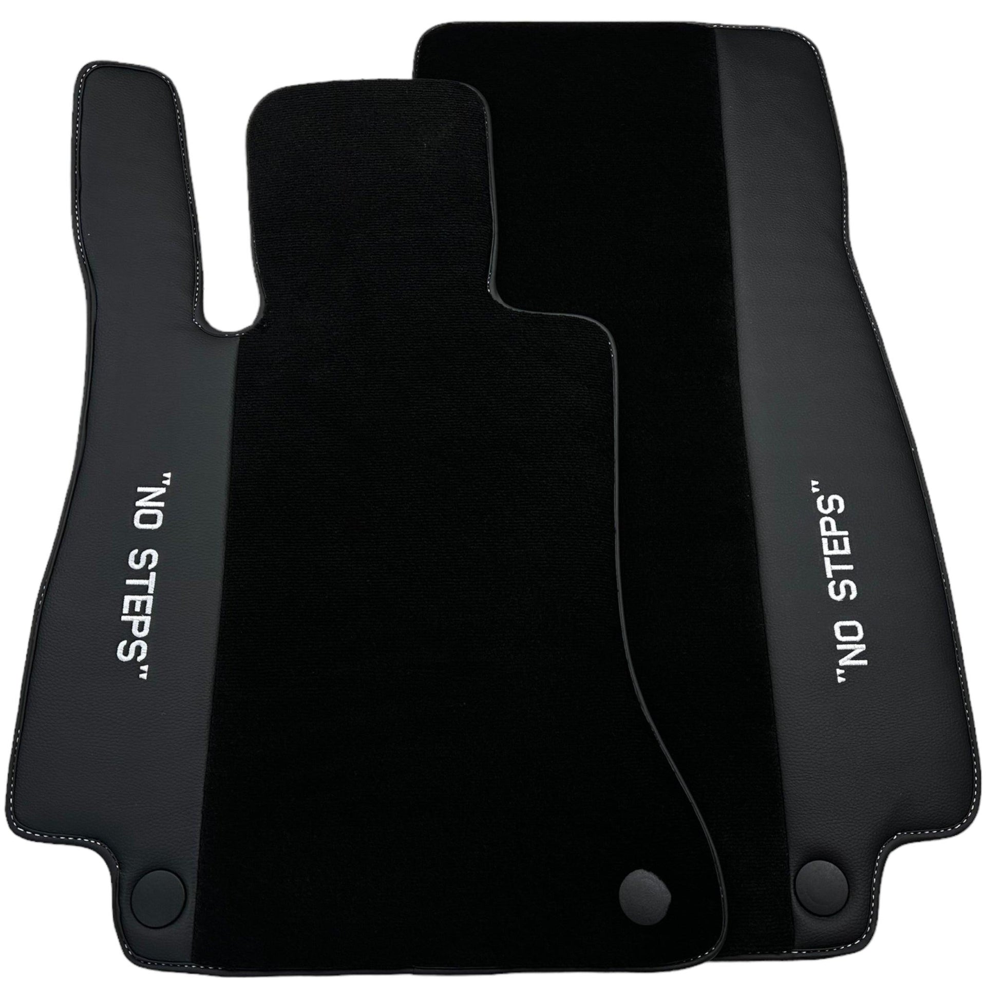Black Floor Mats for Mercedes Benz E-Class W213 Sedan (2020-2023) Hybrid | "NO STEPS" Fluorescent Logo - AutoWin