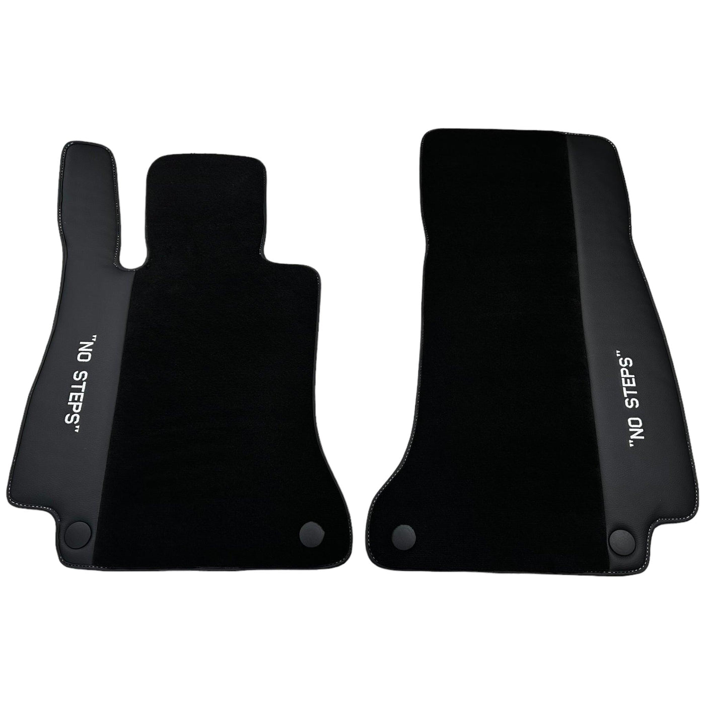 Black Floor Mats for Mercedes Benz E-Class W213 Sedan (2020-2023) Hybrid | "NO STEPS" Fluorescent Logo - AutoWin