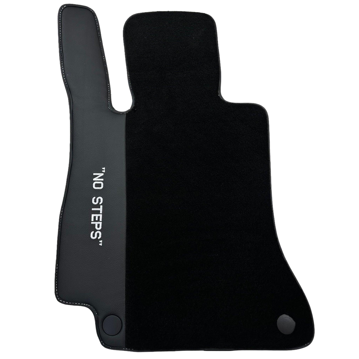 Black Floor Mats for Mercedes Benz E-Class W213 Sedan (2020-2023) Hybrid | "NO STEPS" Fluorescent Logo - AutoWin