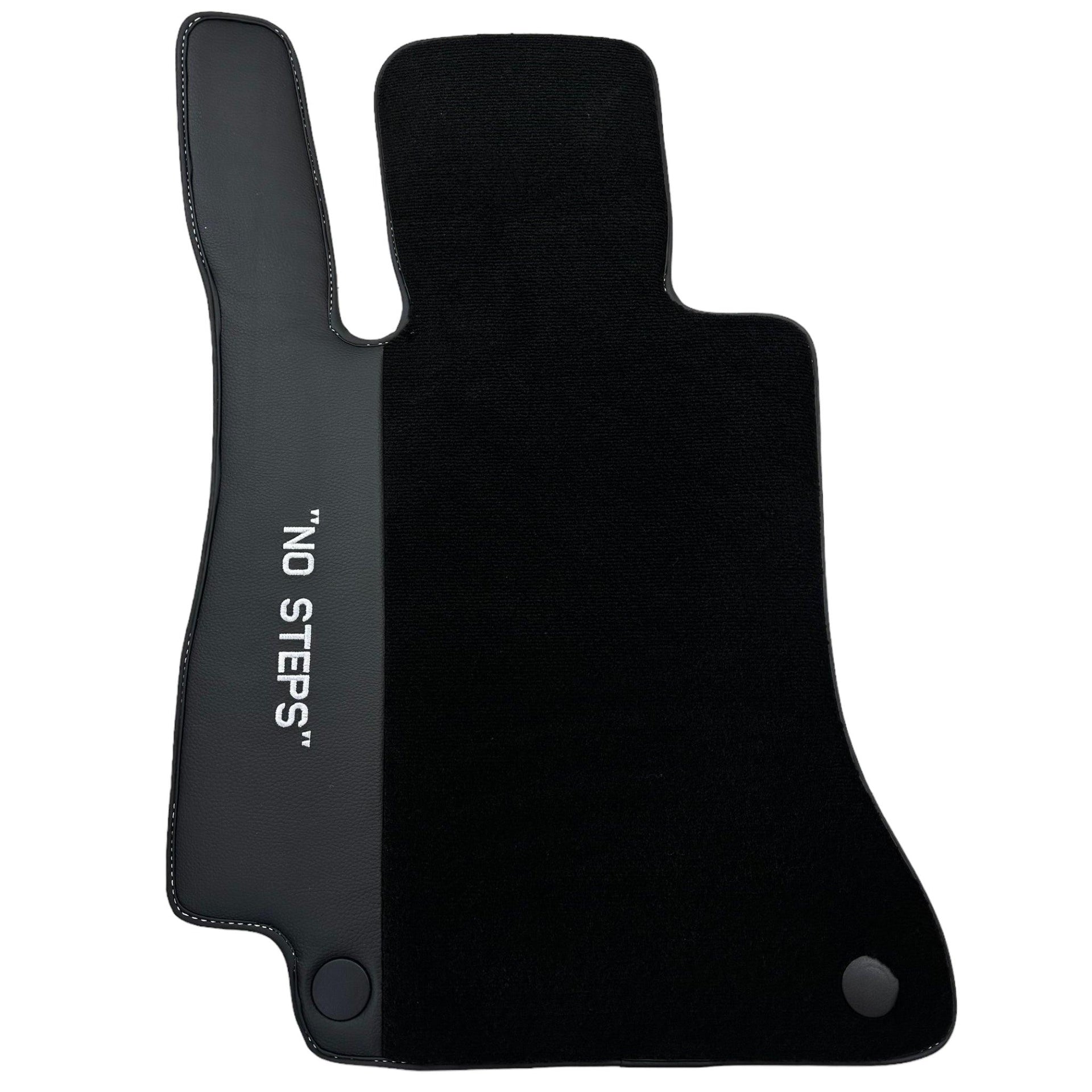 Black Floor Mats for Mercedes Benz E-Class W213 Sedan (2020-2023) Hybrid | "NO STEPS" Fluorescent Logo - AutoWin