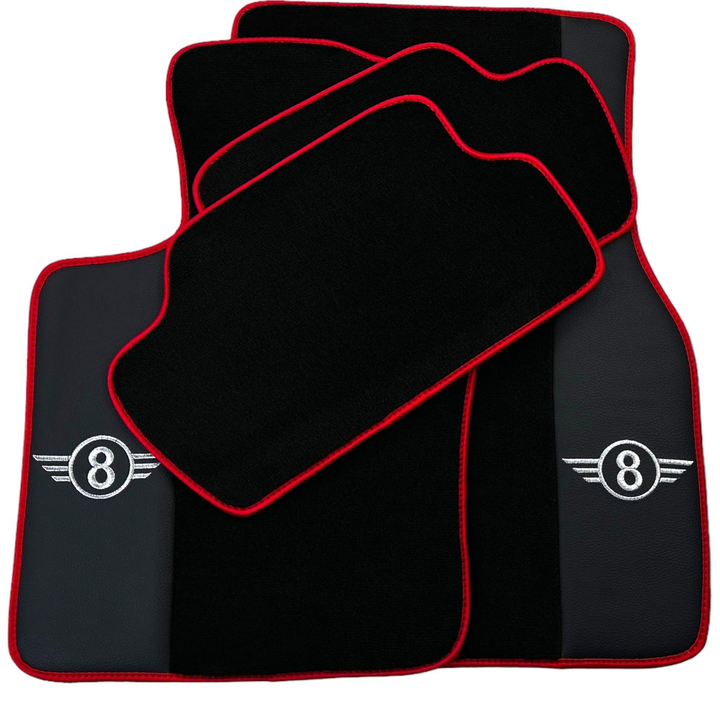 Black Floor Mats for Mini Cabrio R52 Convertible (2004-2009) With Leather | Red Trim - AutoWin
