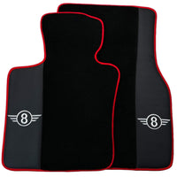 Black Floor Mats for Mini Cabrio R52 Convertible (2004-2009) With Leather | Red Trim - AutoWin
