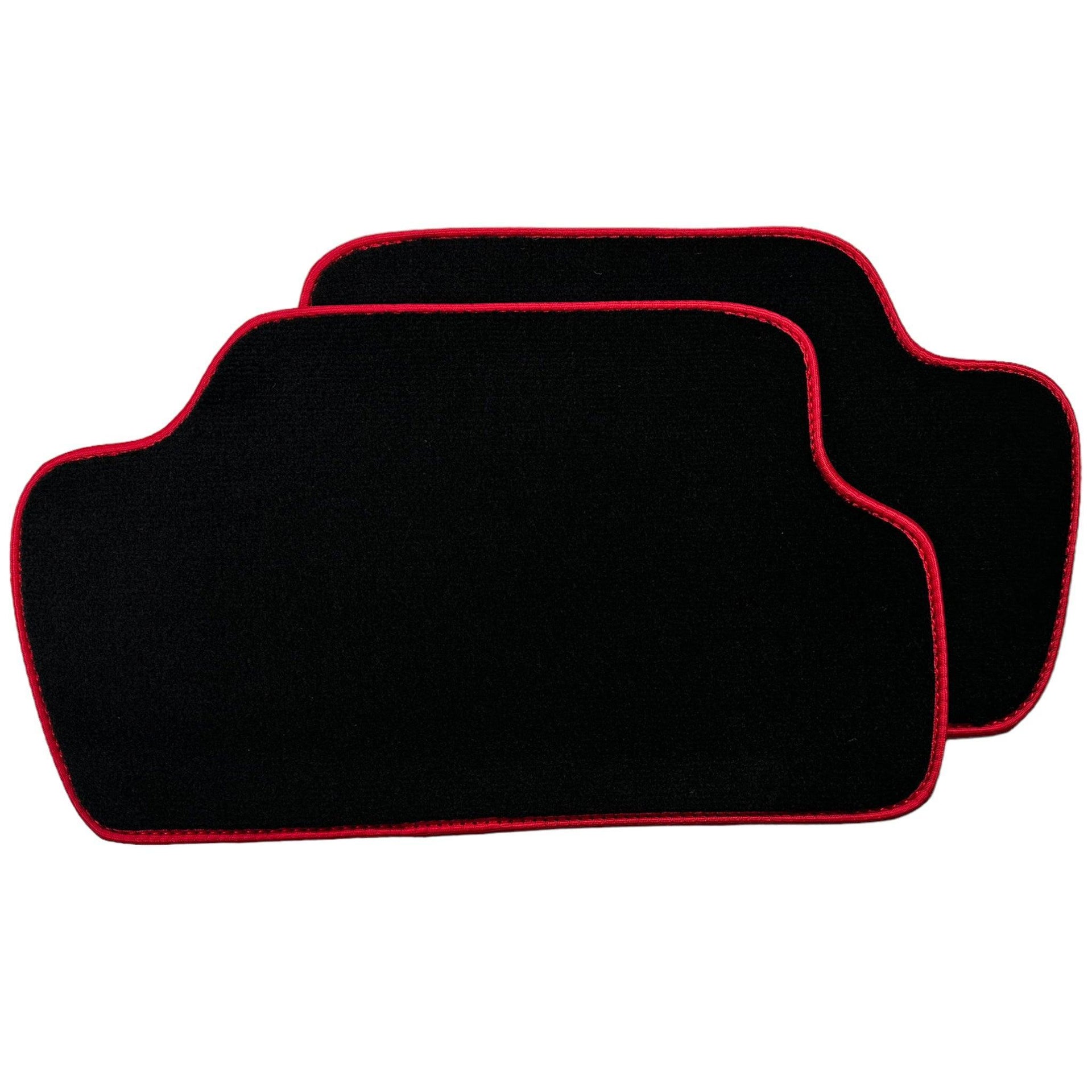 Black Floor Mats for Mini Cabrio R57 Convertible (2009-2016) With Leather | Red Trim - AutoWin