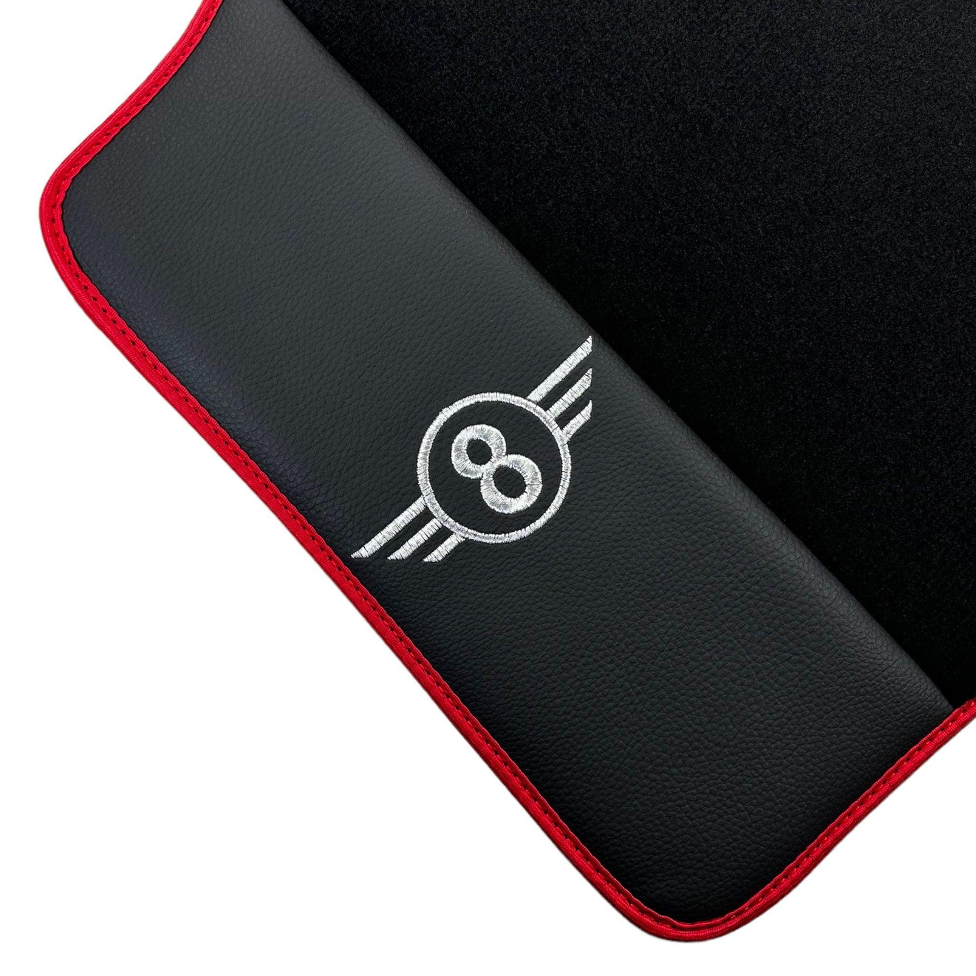 Black Floor Mats for Mini Clubman F54 (2015-2019) With Leather | Red Trim - AutoWin