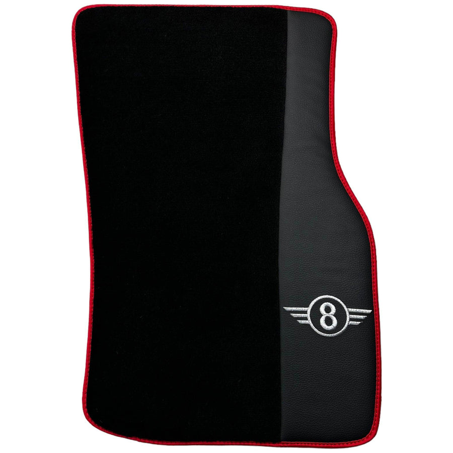 Black Floor Mats for Mini Cooper / One Electric (2020-2023) With Leather | Red Trim - AutoWin