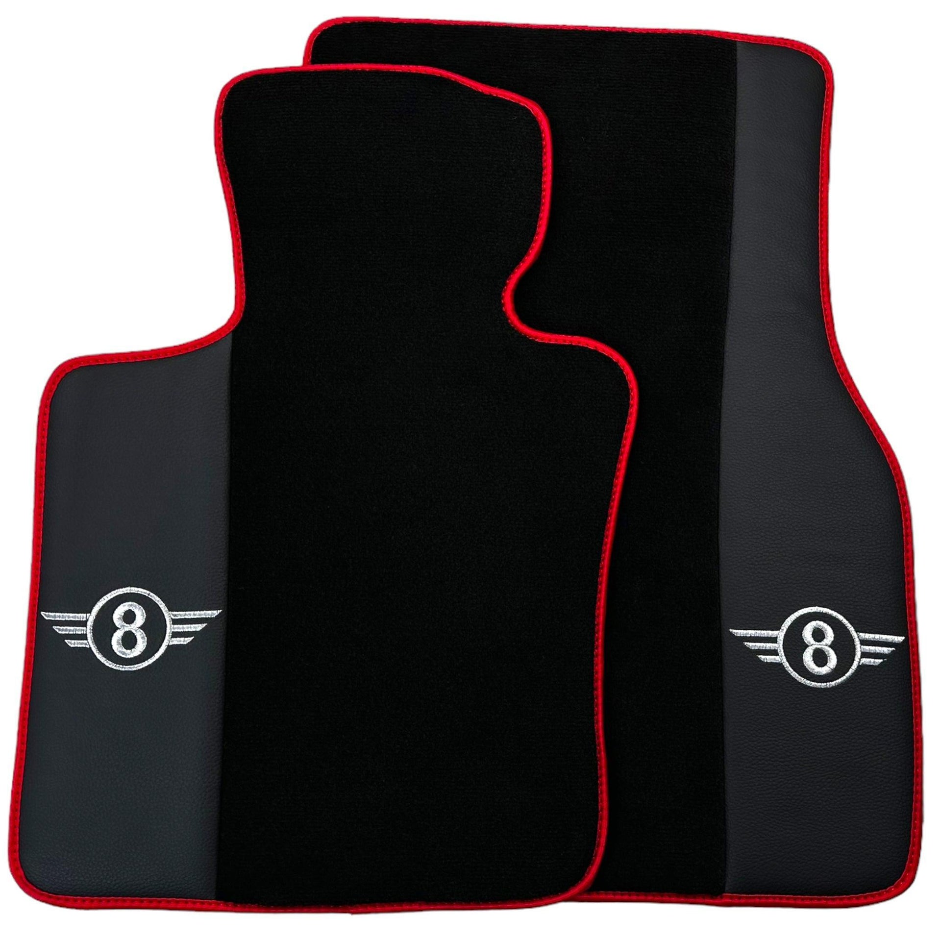 Black Floor Mats for Mini Cooper / One F56 3-doors (2014-2023) With Leather | Red Trim - AutoWin