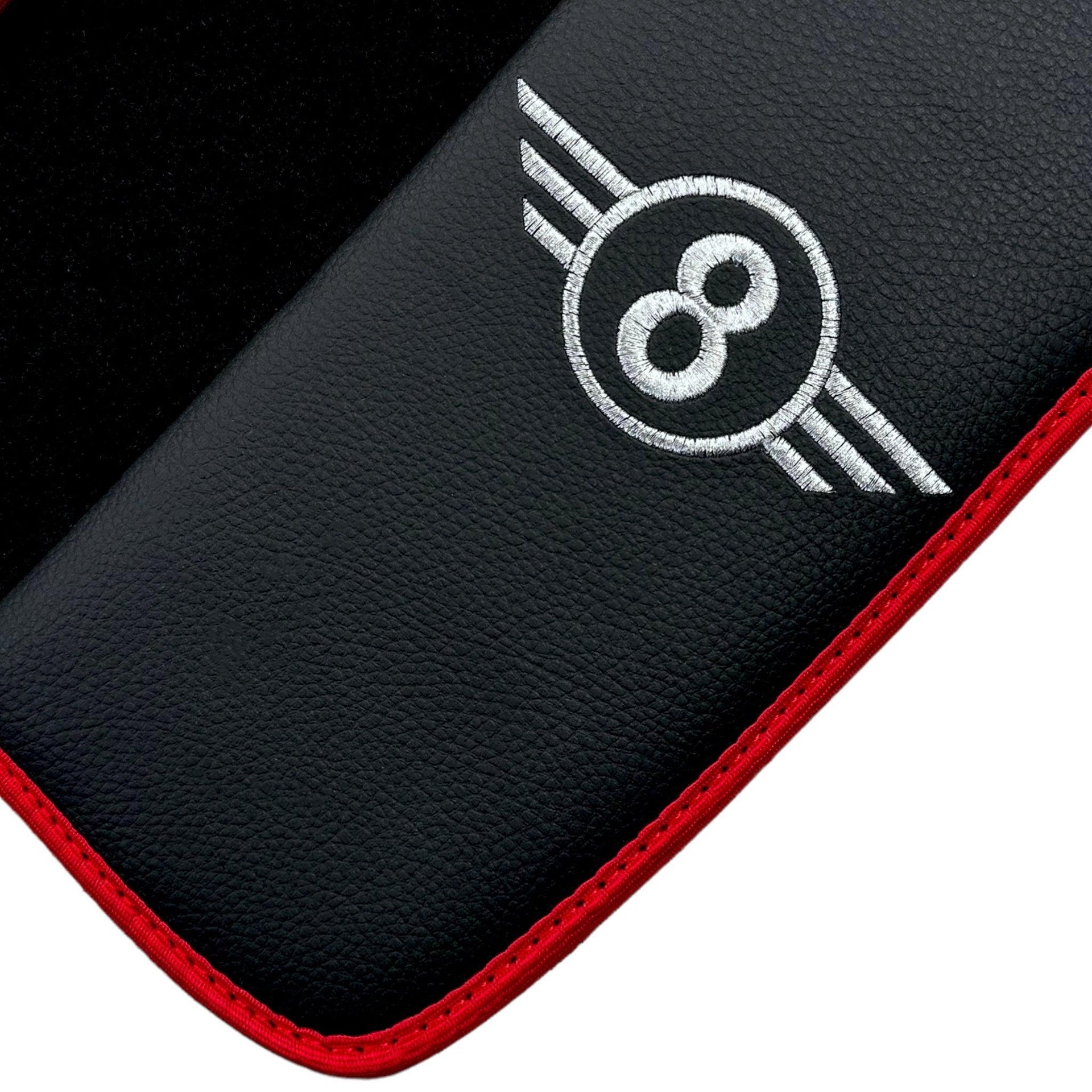 Black Floor Mats for Mini Cooper / One R50 (2001-2007) With Leather | Red Trim - AutoWin