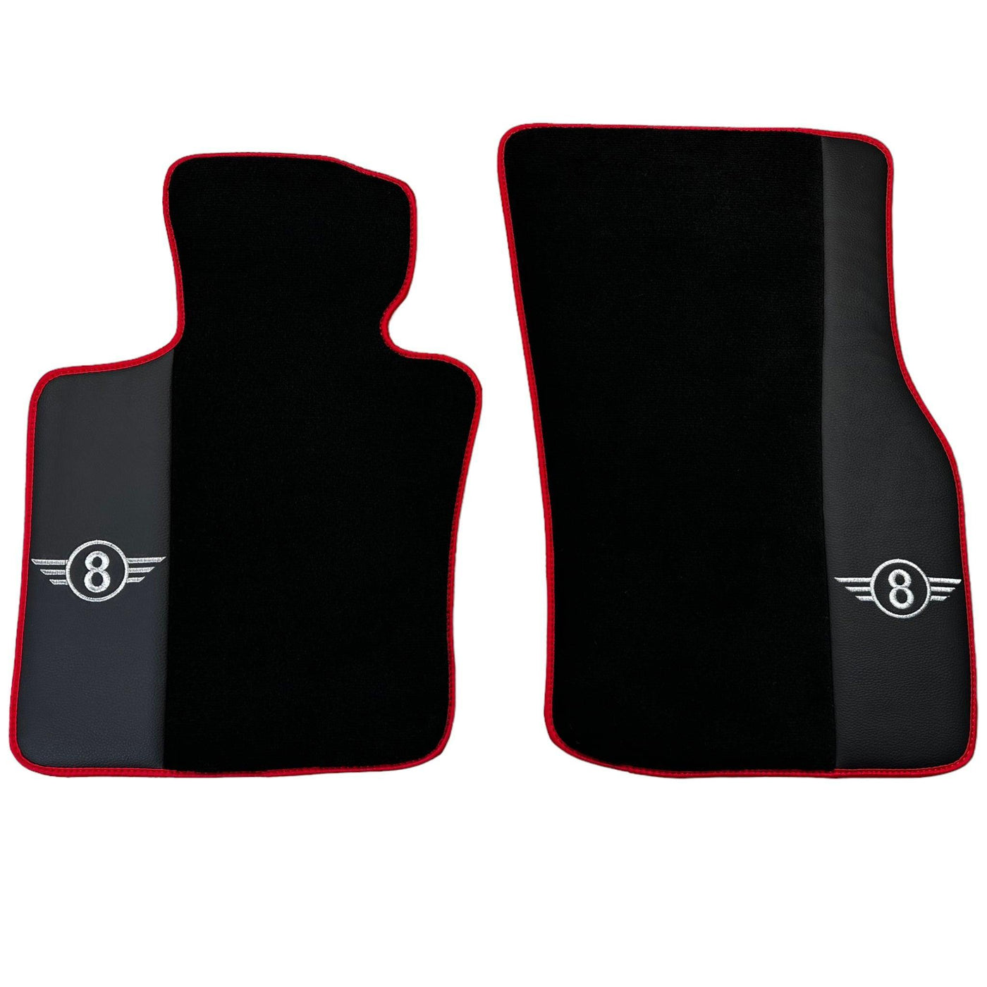 Black Floor Mats for Mini Cooper / One R50 (2001-2007) With Leather | Red Trim - AutoWin