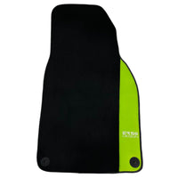 Black Floor Mats for Porsche 718 Cayman (2017-2023) with Green Leather ER56 Design - AutoWin