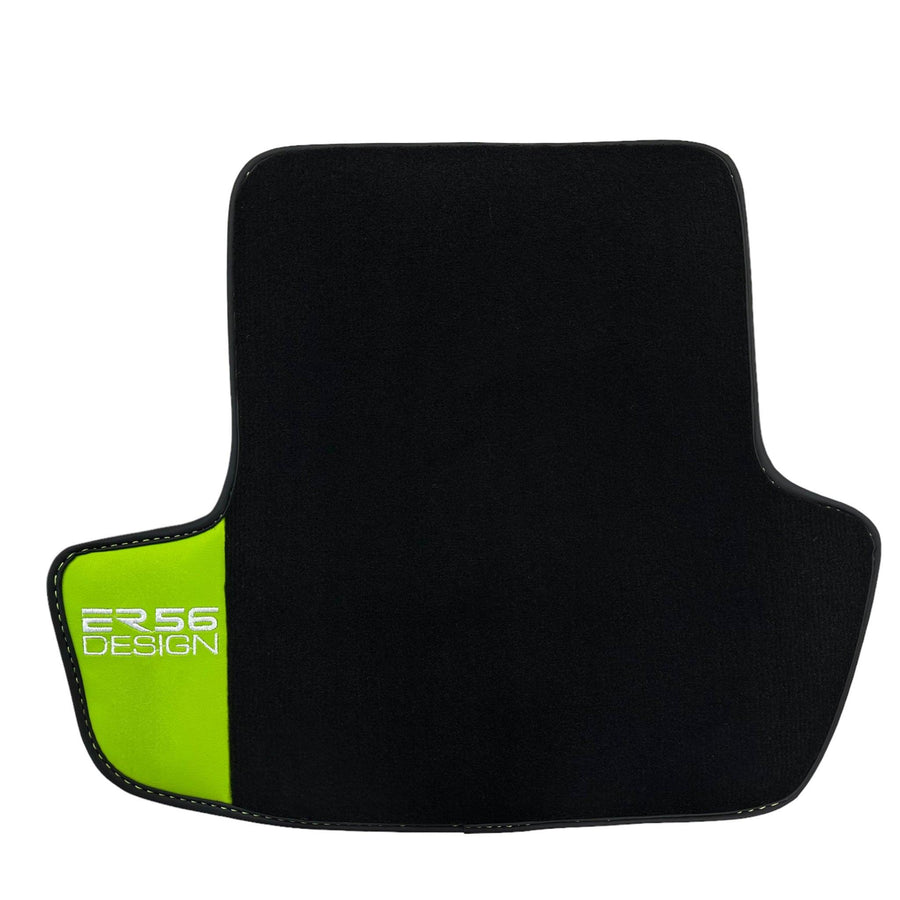 Black Floor Mats for Porsche 911 - 991 (2012-2019) with Green Leather ER56 Design - AutoWin