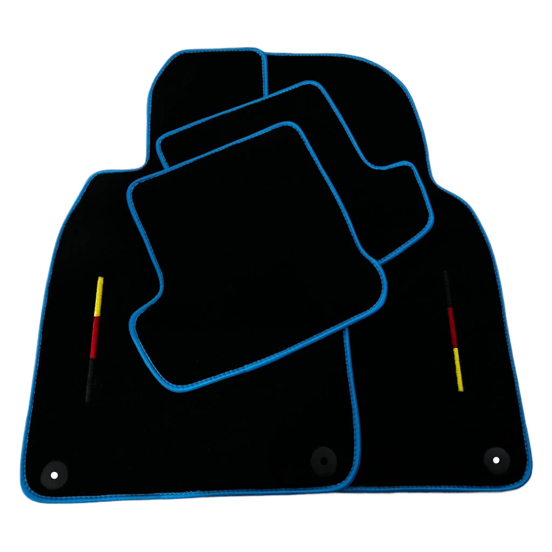 Black Floor Mats for Porsche 911 - 992 (2019-2024) with Blue Trim - AutoWin
