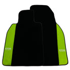 Black Floor Mats for Porsche 981 Cayman (2012–2016) with Green Leather ER56 Design - AutoWin