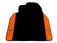 Black Floor Mats for Porsche 987 Boxster (2005-2012) with Orange Alcantara Leather ER56 Design - AutoWin