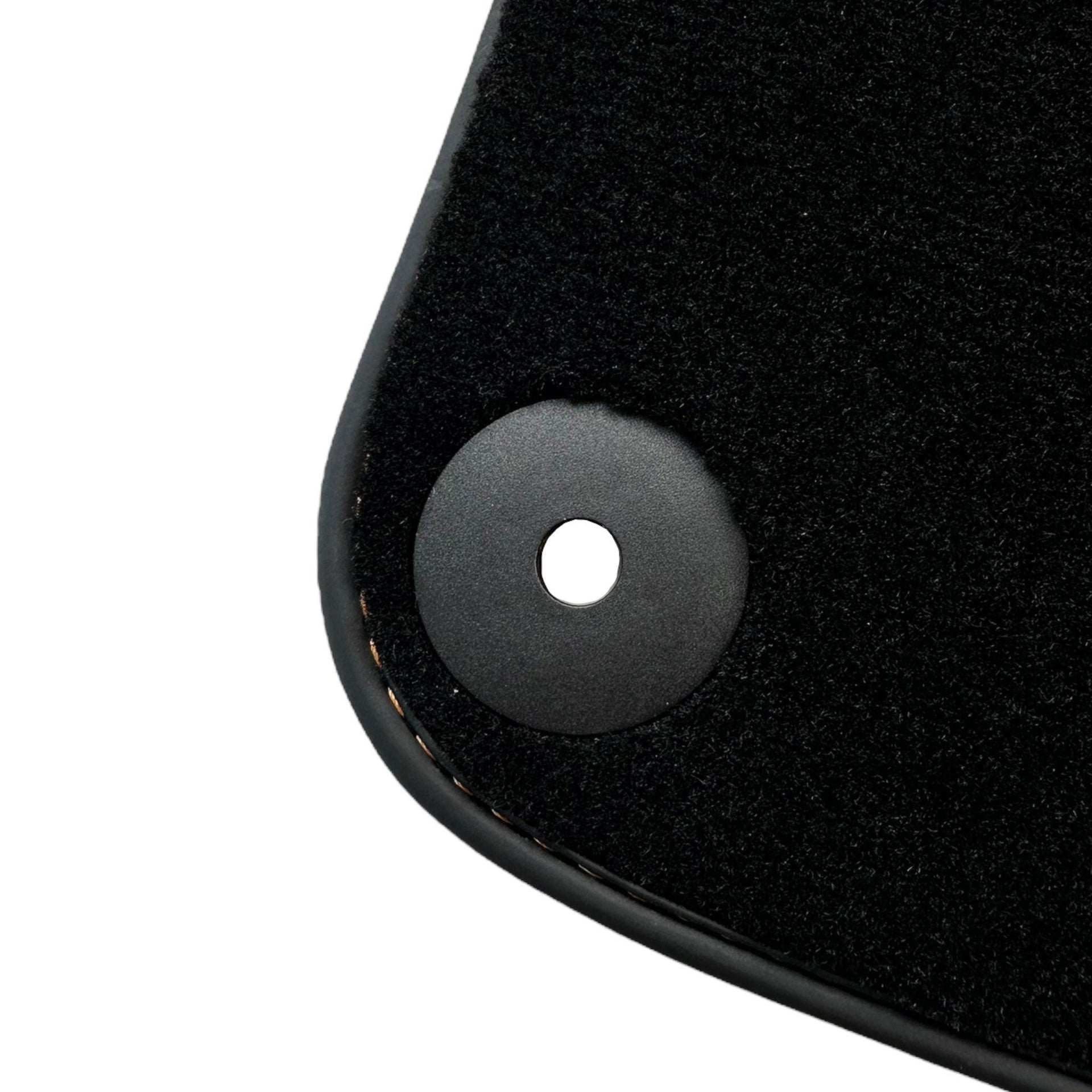 Black Floor Mats for Porsche Cayenne (2010-2018) with Orange Alcantara Leather ER56 Design - AutoWin