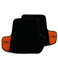 Black Floor Mats for Porsche Macan (2014-2023) with Orange Alcantara Leather ER56 Design - AutoWin