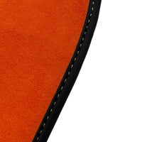 Black Floor Mats for Porsche Panamera (2009-2016) with Orange Alcantara Leather ER56 Design - AutoWin