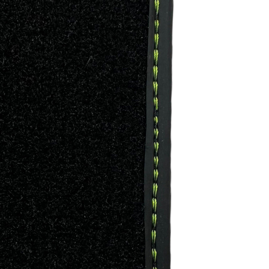 Black Floor Mats for Porsche Panamera (2017-2023) with Green Leather ER56 Design - AutoWin