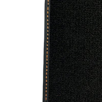 Black Floor Mats for Porsche Panamera (2017-2023) with Orange Alcantara Leather ER56 Design - AutoWin