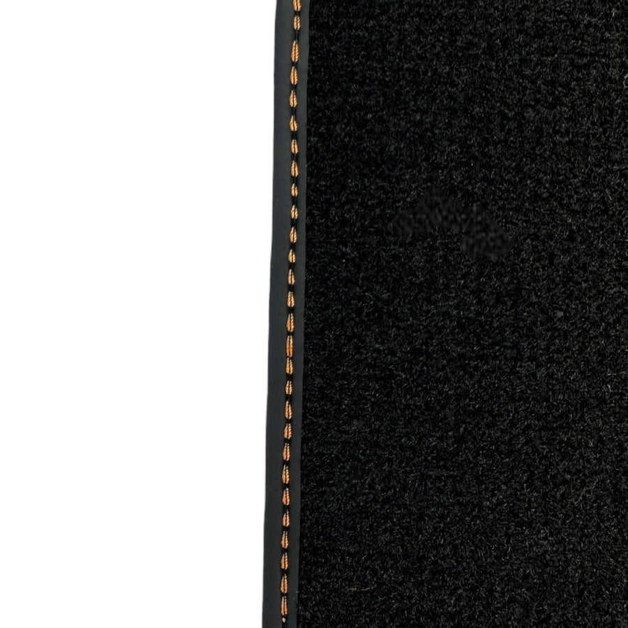 Black Floor Mats for Porsche Panamera (2017-2023) with Orange Alcantara Leather ER56 Design - AutoWin