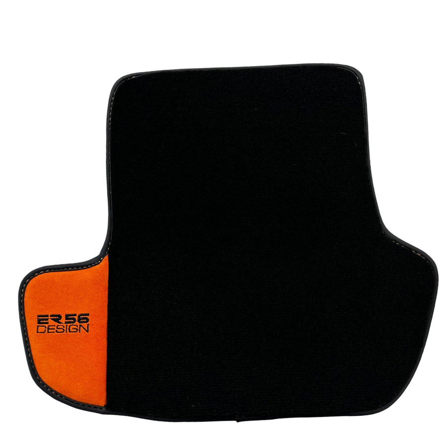 Black Floor Mats for Porsche Panamera (2017-2023) with Orange Alcantara Leather ER56 Design - AutoWin