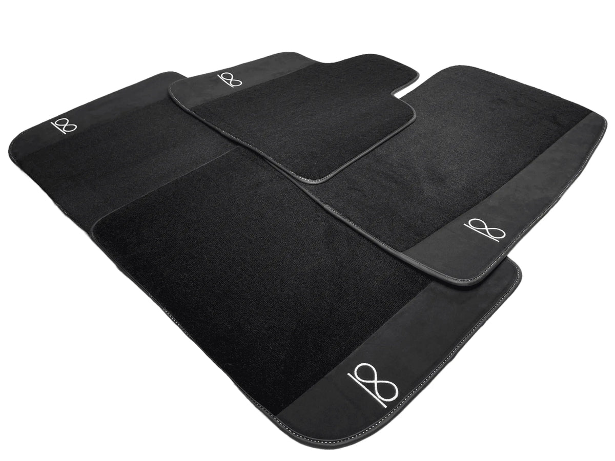 Black Floor Mats For Rolls Royce Black Badge Ghost Fluorescent Logo - AutoWin