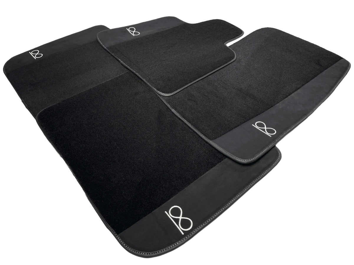 Black Floor Mats For Rolls Royce Black Badge Ghost Fluorescent Logo - AutoWin