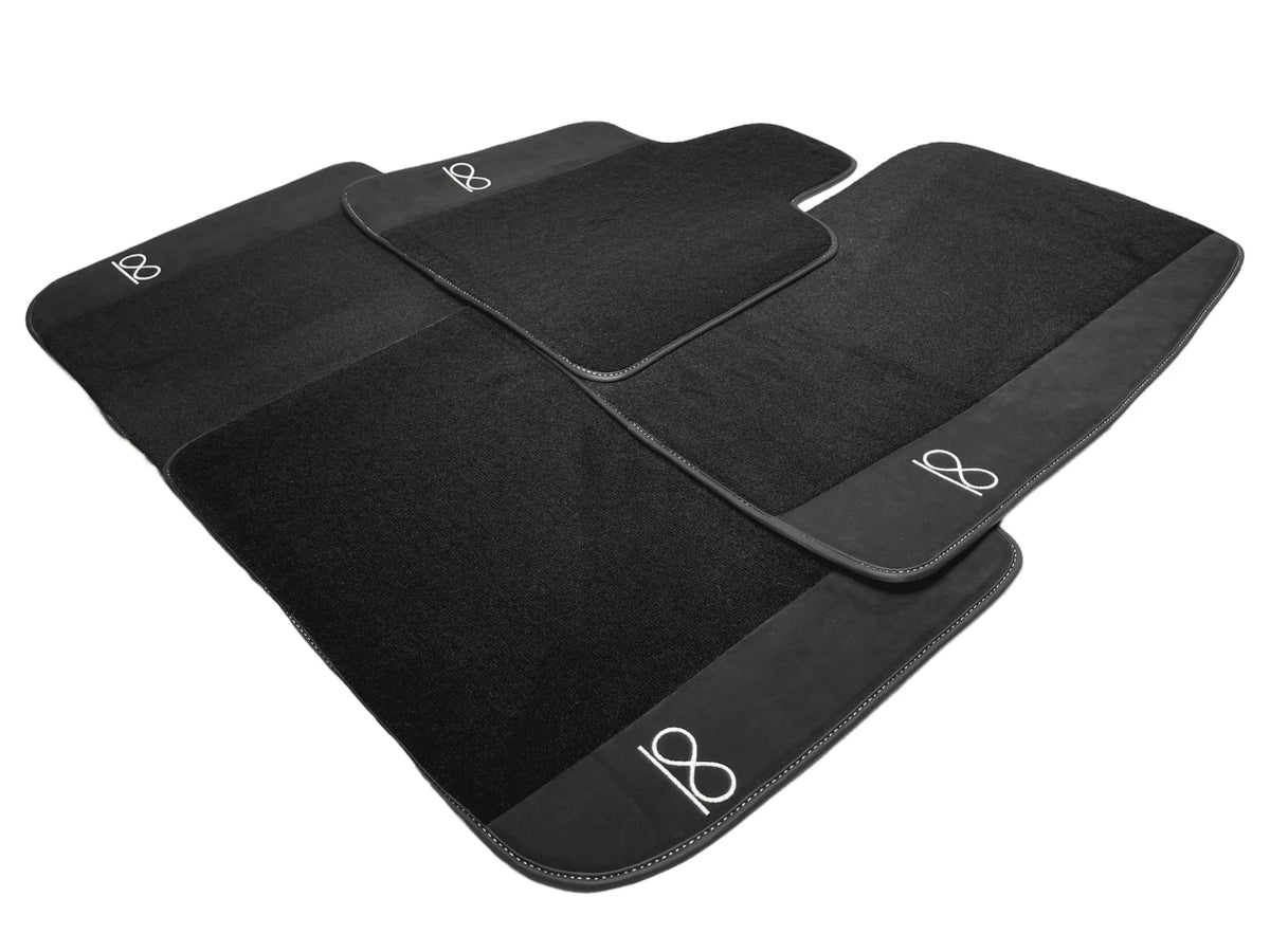 Black Floor Mats For Rolls Royce Black Badge Ghost Series II (2021-2024) Fluorescent Logo