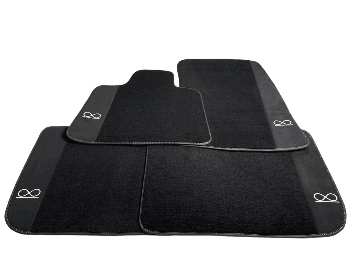 Black Floor Mats For Rolls Royce Black Badge Ghost Series II (2021-2024) Fluorescent Logo