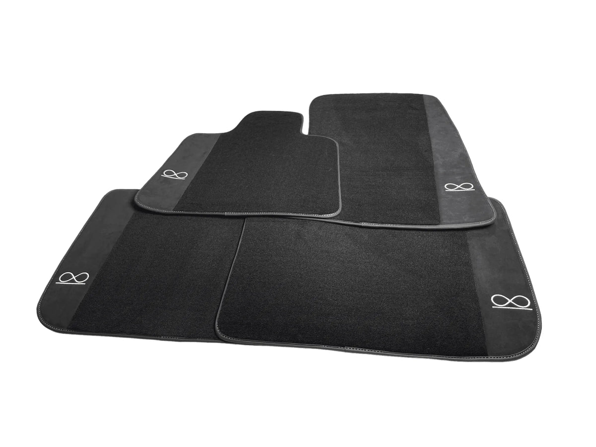 Black Floor Mats For Rolls Royce Black Badge Ghost Series II (2021-2024) Fluorescent Logo