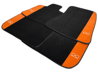 Black Floor Mats For Rolls Royce Black Badge Phantom VIII (2017-2024) Orange Alcantara