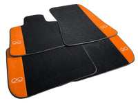 Black Floor Mats For Rolls Royce Black Badge Phantom VIII (2017-2024) Orange Alcantara