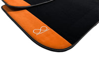 Black Floor Mats For Rolls Royce Black Badge Phantom VIII (2017-2024) Orange Alcantara