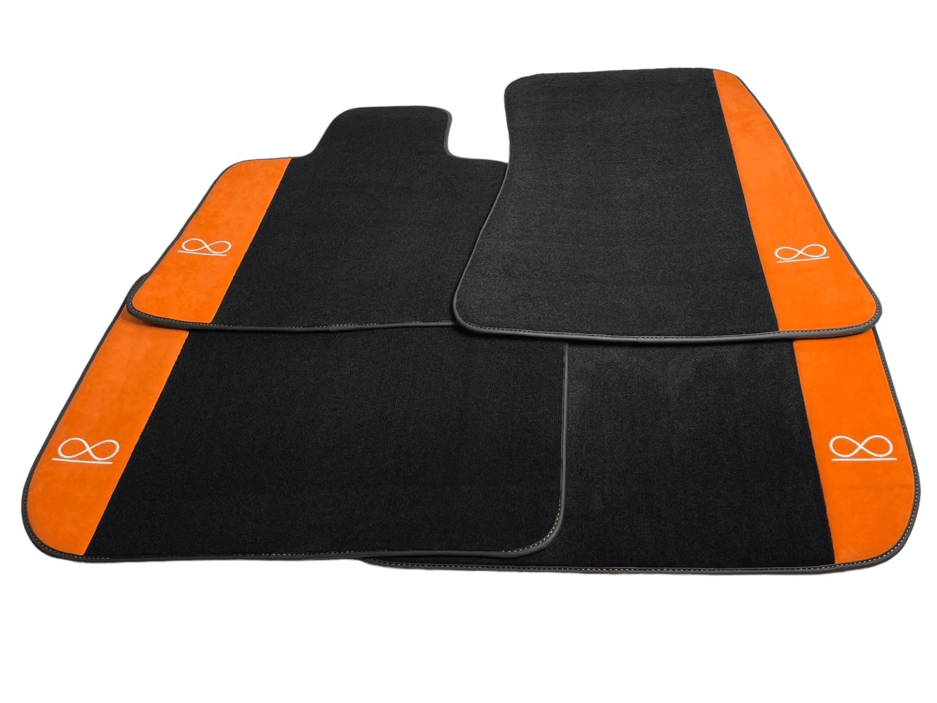 Black Floor Mats For Rolls Royce Black Badge Wraith Orange Alcantara - AutoWin