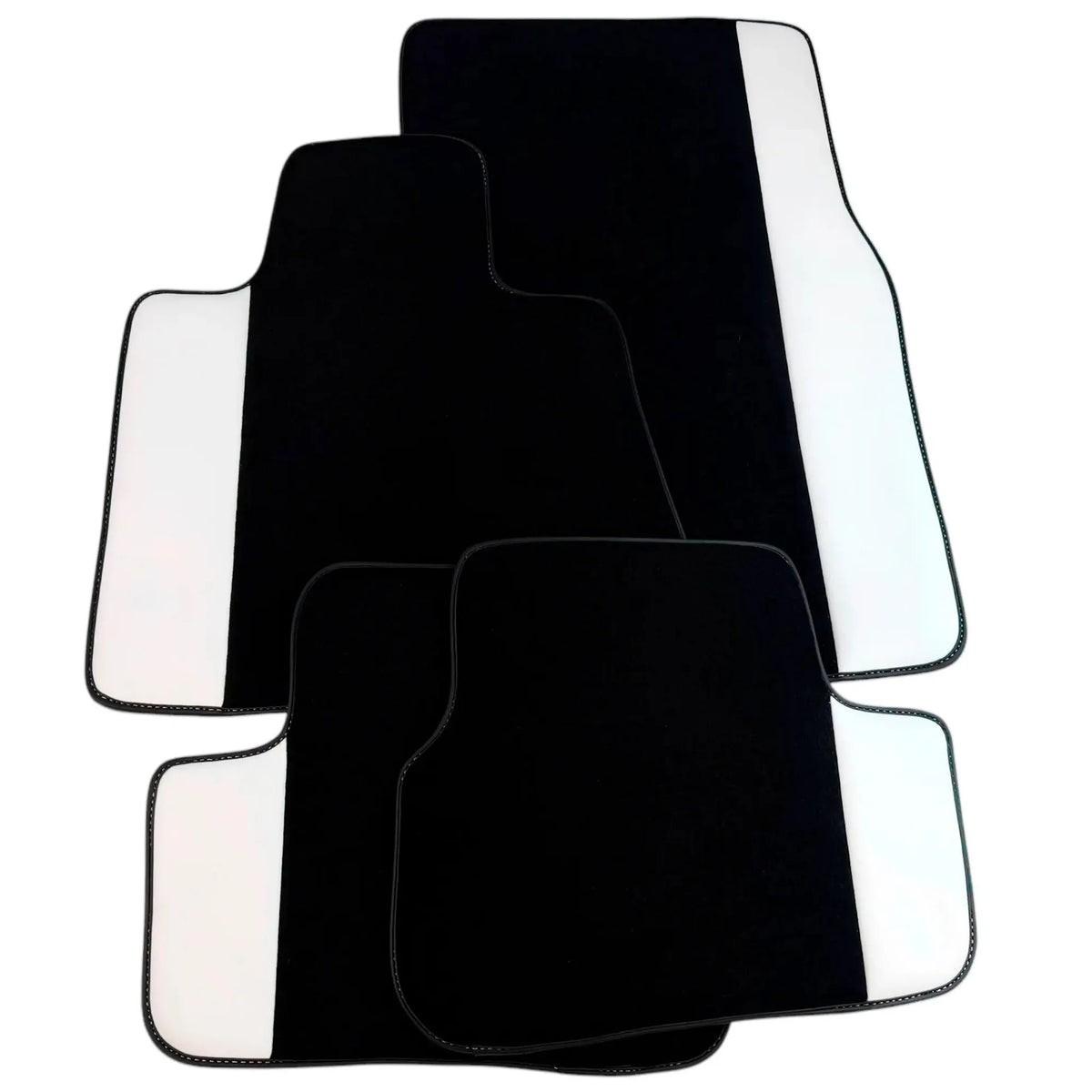 Black Floor Mats for Rolls Royce Cullinan (2018-2025) with White Leather