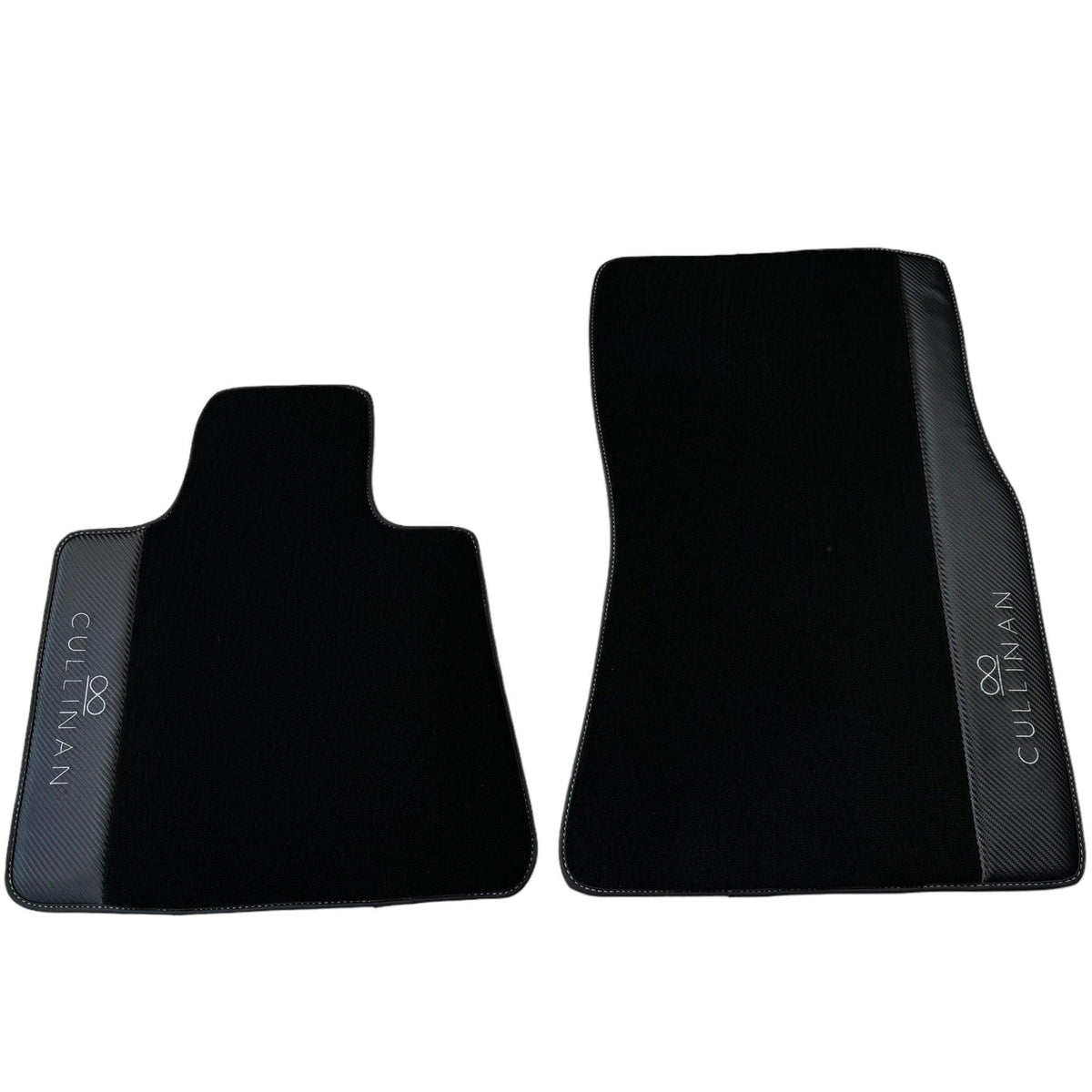 Black Floor Mats for Rolls Royce Cullinan with Carbon Fiber Leather - AutoWin