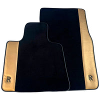 Black Floor Mats for Rolls Royce Dawn (2016-2023) with Gold Leather