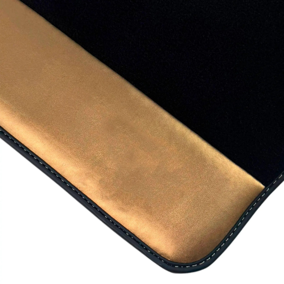 Black Floor Mats for Rolls Royce Dawn (2016-2023) with Golden Leather