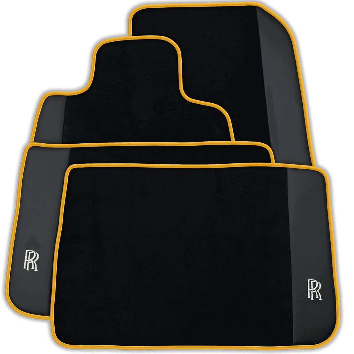 Black Floor Mats for Rolls Royce Dawn (2016-2023) with Leather | Various Trim Colors