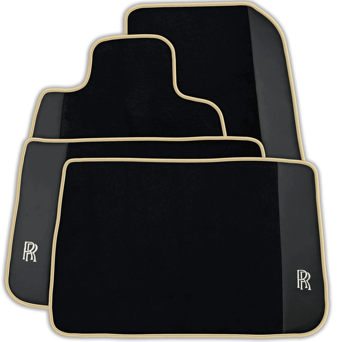 Black Floor Mats for Rolls Royce Dawn (2016-2023) with Leather | Various Trim Colors