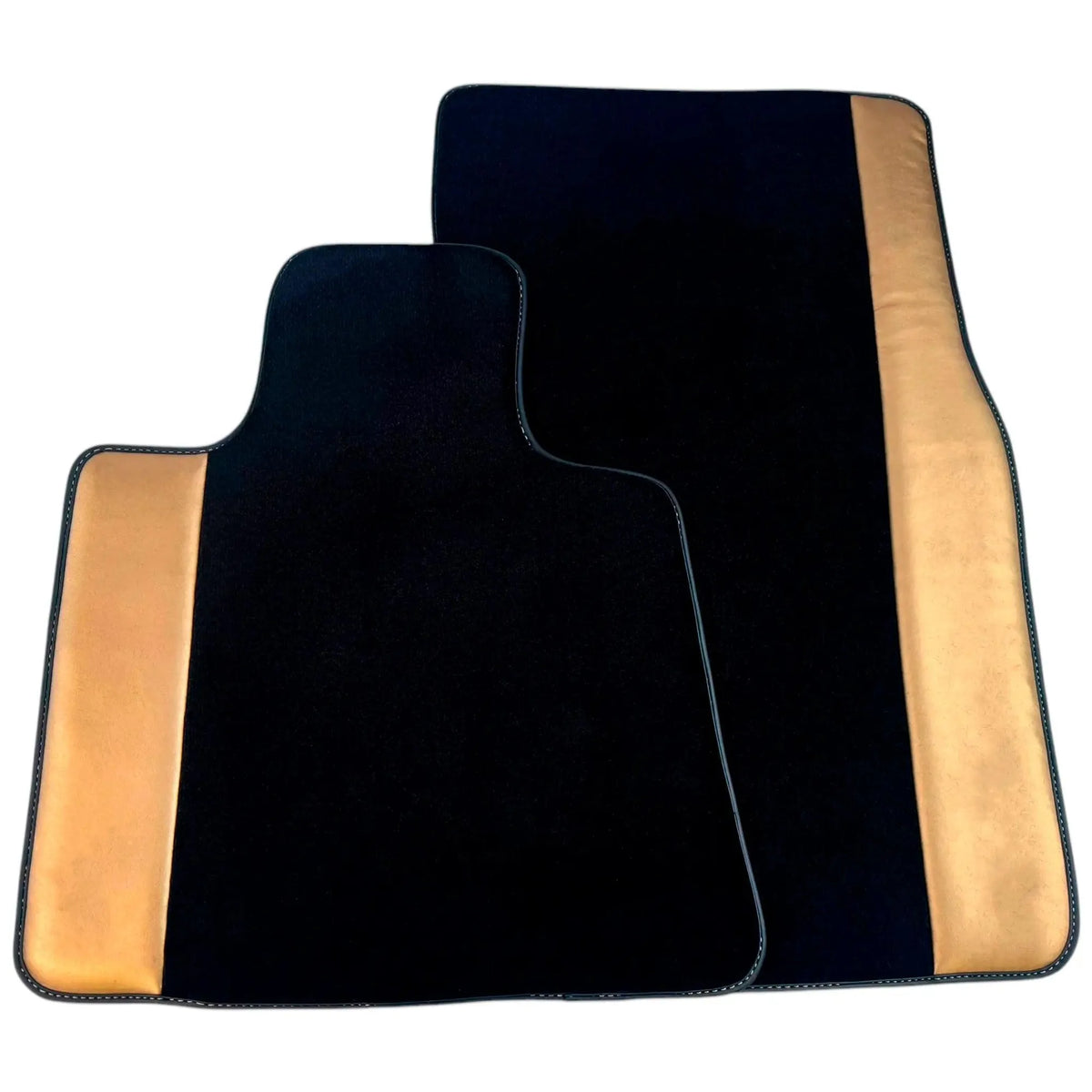 Black Floor Mats for Rolls Royce Ghost Series I (2010–2020) with Golden Leather
