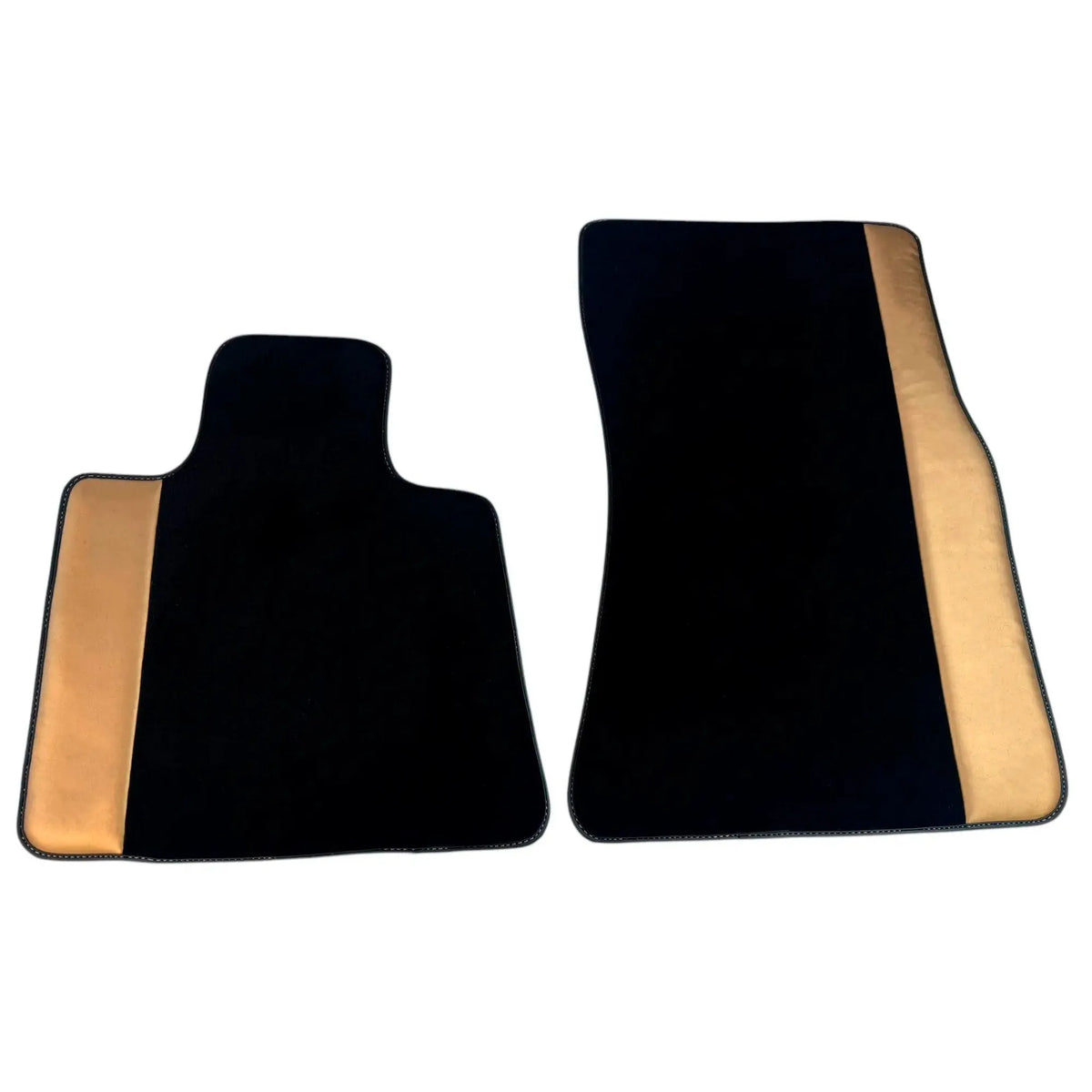 Black Floor Mats for Rolls Royce Ghost Series I (2010–2020) with Golden Leather