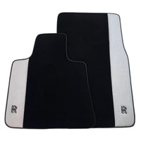 Black Floor Mats for Rolls Royce Ghost Series I (2010-2020) with Gray Leather Borders