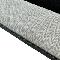 Black Floor Mats for Rolls Royce Ghost Series I (2010-2020) with Gray Leather Borders
