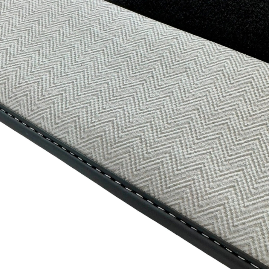 Black Floor Mats for Rolls Royce Ghost Series I (2010-2020) with Gray Leather Borders