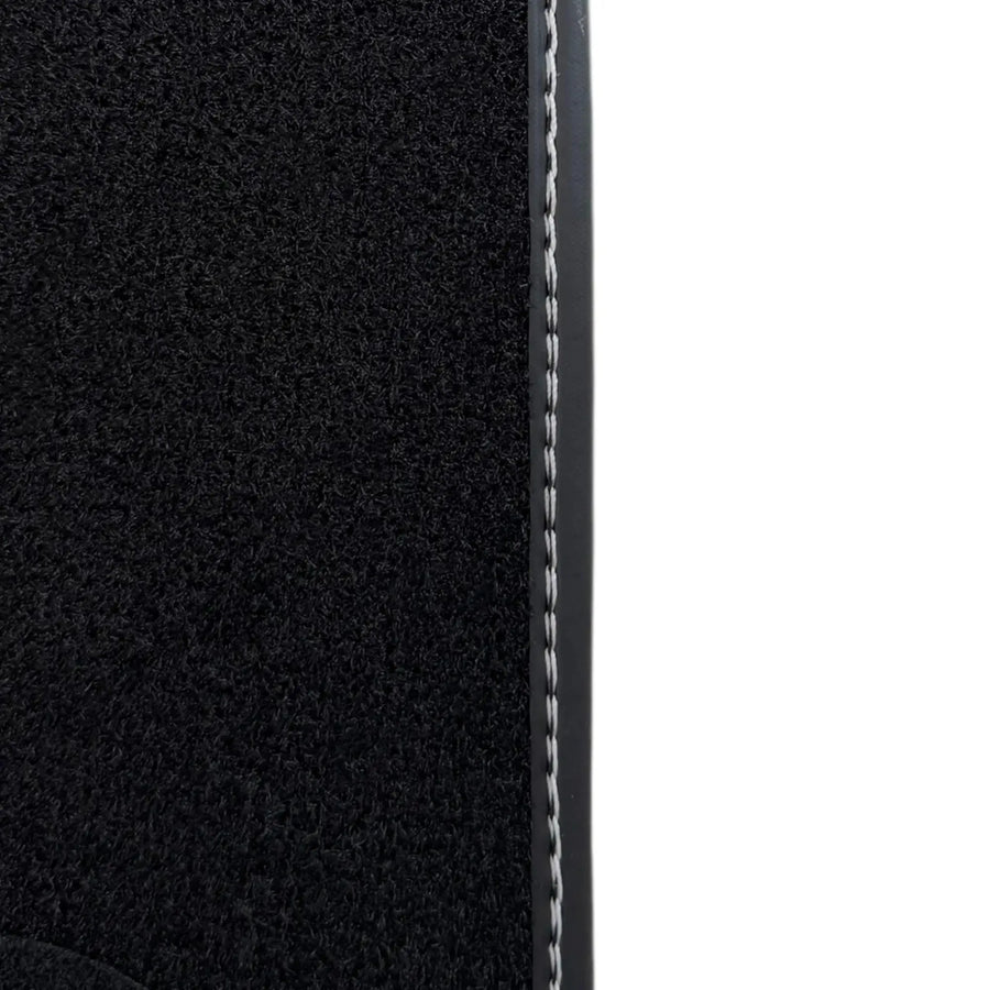 Black Floor Mats for Rolls Royce Ghost Series I (2010-2020) with Gray Leather Borders