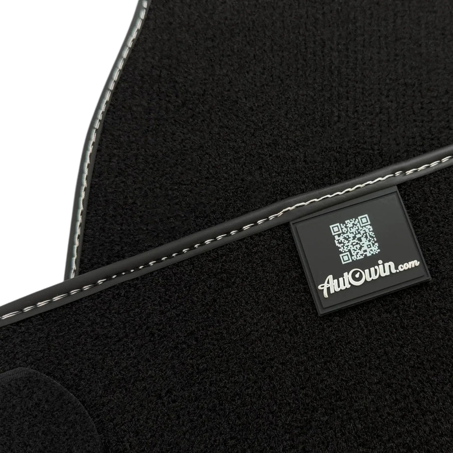Black Floor Mats for Rolls Royce Ghost Series I (2010-2020) with Gray Leather Borders